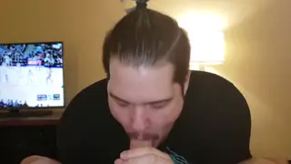 Hairy Bear Couple Share Slow Blowjob in Hotel Room