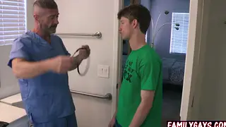 Doctor Stepdad Examines Stepson in a Threesome Lesson