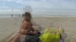 Busty Stranger MILF Jerks a Guy Off Until He Explodes Outdoors