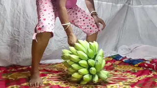 Chubby Indian Teen Takes Banana Deep in Public Jungle