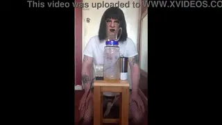 Crossdresser Milks Himself to Climax With a Mechanical Device
