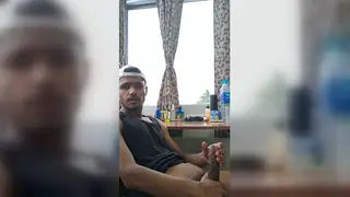 Asian Indian Twink Strokes Uncut Cock to Explosive Solo Finish