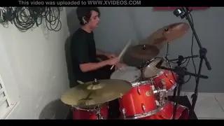 Amateur Drummer Pounds His Kit to the Beat