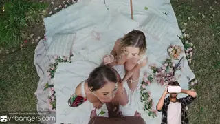 Two Busty Blondes Share a Cock in Immersive VR Threesome