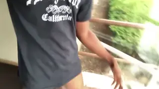 Black College Student Strokes His Big Cock in Uniform