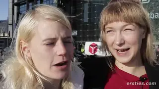 Blonde Lesbians Eat Pussy on a Moving Train