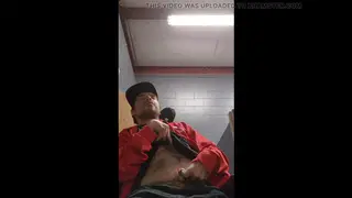 Mature Daddy Strokes His Thick Cock in a Public Restroom