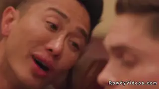 Asian Hunk Sucks and Strokes Before Bareback Anal