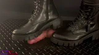 European Teen in Latex Delivers Femdom Footjob Through Gloryhole