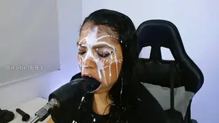 Ebony Teen Takes a Massive Facial from Her Machine