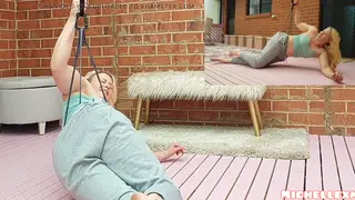 Blonde MILF Endures Wedgie Torment in Bondage Lingerie