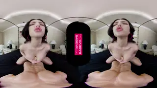 Brunette Teen Invites Viewer Into Bedroom for VR Solo