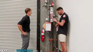 Muscular Firefighter Delivers Bareback Uniform Sex