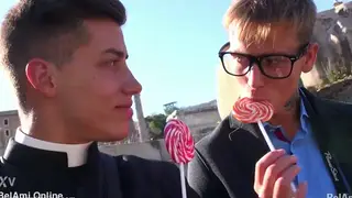 Slender Guy Gives a Deep Blowjob in Ornate Setting