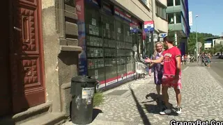 Blonde Mature Woman Rides a Stranger in Reality Encounter