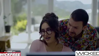 Tattooed Brunette GF Rides Hard After Glasses Come Off