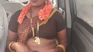 Indian Stepmom Delivers Dirty Talk and Oral in a Car