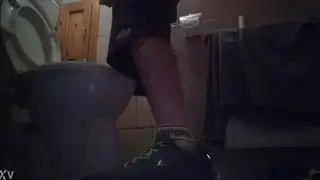 Sporty European Stud Shows Off Hairy Uncut Cock and Pisses