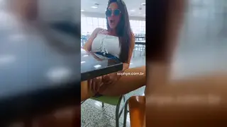 Brunette Latina Flashes and Masturbates at Mall Food Court