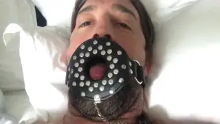 Bound European Stud Takes Machine and Swallows Load