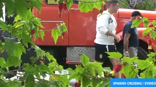 Uniformed Mature Man Receives Oral in a Car