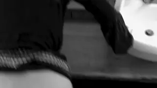 Busty Brunette Takes a Stranger Raw in a Public Bathroom