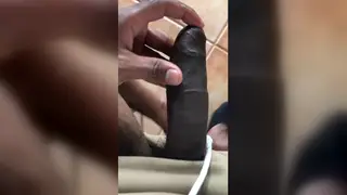 Ebony Mature Shows Uncut Cock POV Until Explosive Cumshot