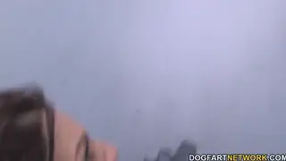 Gloryhole Stranger Takes Her Ass in Interracial Anal