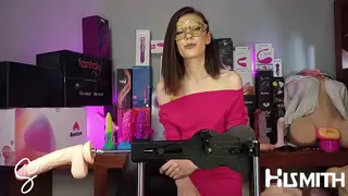 Slender Reviewer Tests a Fuck Machine With Her Chest