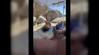 Latina Flashes and Strokes Boyfriend on Public Beach