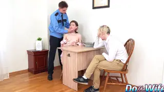 Hotwife Fucks a Uniformed Cop to Save Her Cuckold Husband