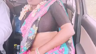Busty Indian MILF Rides in Car Wearing Stockings and Lingerie