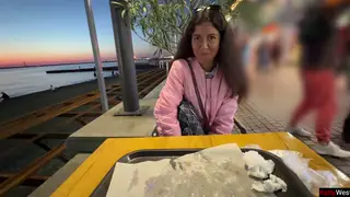 Busty Teen Takes a Creampie Outdoors After a Blowjob