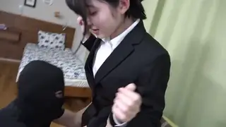 Asian Teen in Stockings Gives a Holiday Blowjob