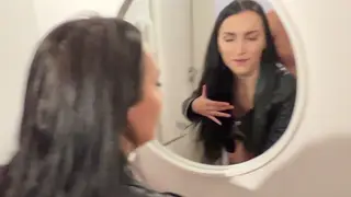 Busty Stepmom in Leather Gets POV Handjob