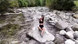 Petite Latina Fucks Boyfriend Outdoors While Roommate Watches Nearby