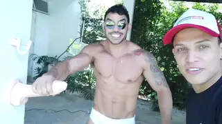 Brazilian Twinks Share Bareback Blowjob Behind the Scenes