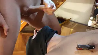 Femboy Swallows Deep in Rough Threesome Throatfuck