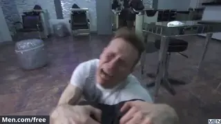 Muscular Hunk Gets Blowjob in Barber Shop