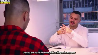 Muscular Latino Doctor Barebacks Patient in Hospital Gym
