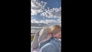 European Teen Gives Deep Blowjob by River