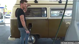 Muscular Strangers Share Deepthroat Blowjob at Gloryhole