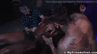 Muscular Black Hunk Endures Relentless Feet Tickling in a Threeway