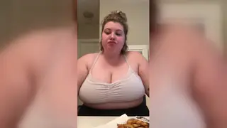 Voluptuous BBW Devours Fried Chicken in Stuffing Session