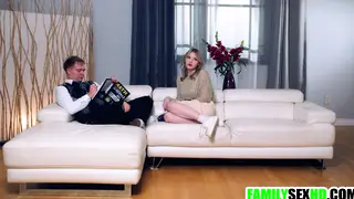 Blonde Stepmom Guides Stepson and Stepdaughter Through Threesome