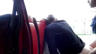 Muscular Hunk Fucks Partner Outdoors Near a Car
