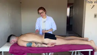 Redhead Masseuse Delivers Deep Throat After Sensual Rub