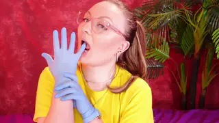 Lesbian Lovers Explore Medical Glove Fetish
