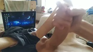 Asian Student Strokes His Big Cock After Class