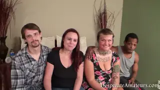 Curvy BBW MILFs Share Two Cocks in Casting Orgy